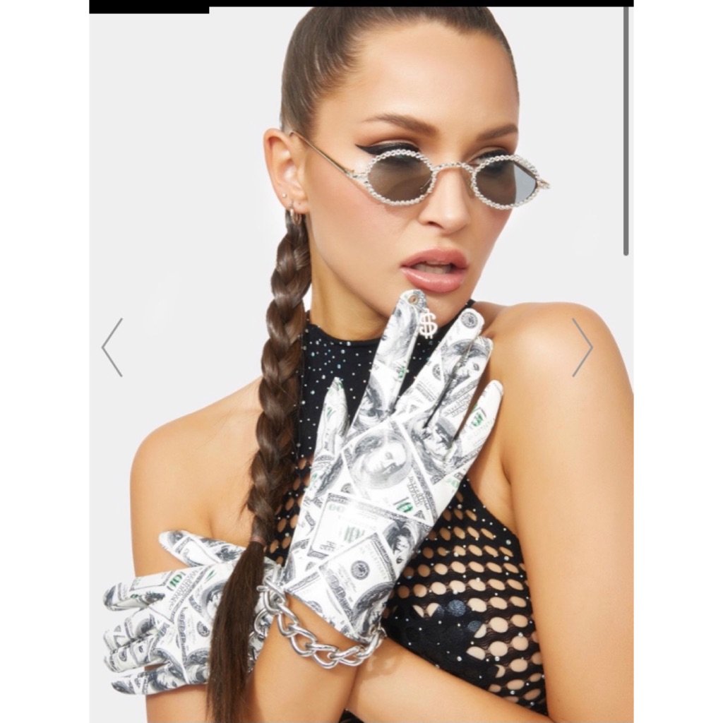 Money Print Chain Gloves